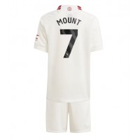 Camisa de Futebol Manchester United Mason Mount #7 Equipamento Alternativo Infantil 2023-24 Manga Curta (+ Calças curtas)